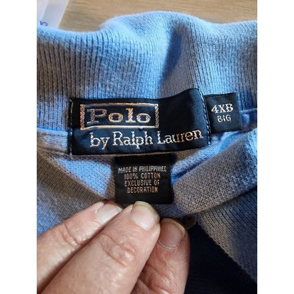 Ralph Lauren Polo Shirt Men's 4XB BIG Light Blue Pony Logo Short Sleeve Shirt